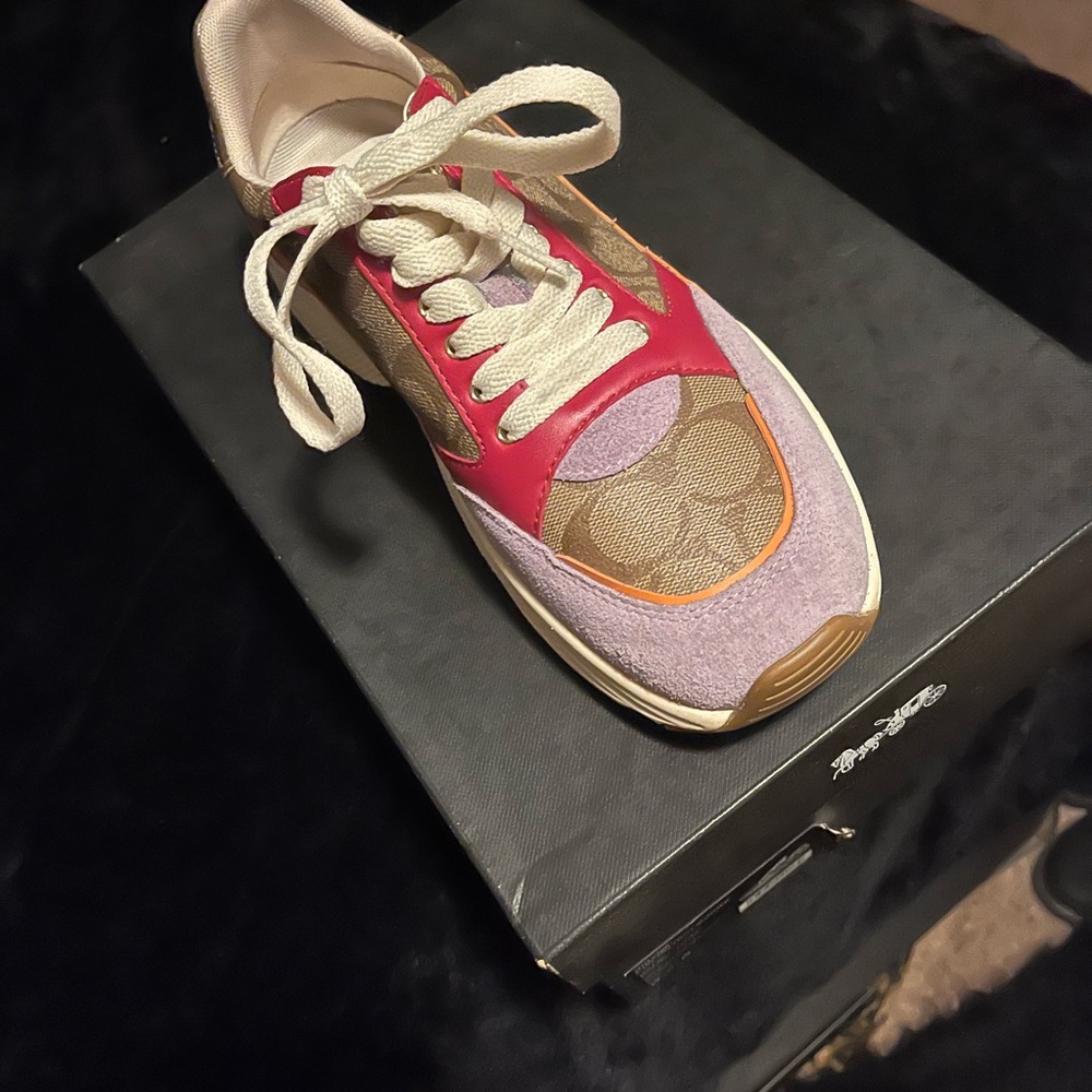 Coach Women's Red and Tan Sneakers